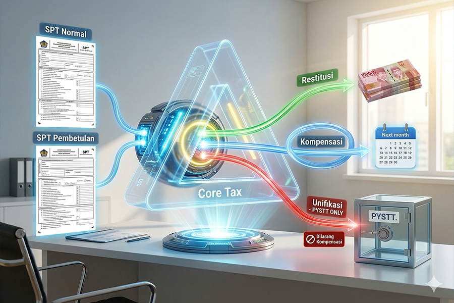 Panduan Komprehensif Mekanisme Pembetulan SPT Lebih Bayar di Era Coretax: Konsep Delta, Kompensasi, dan Restitusi